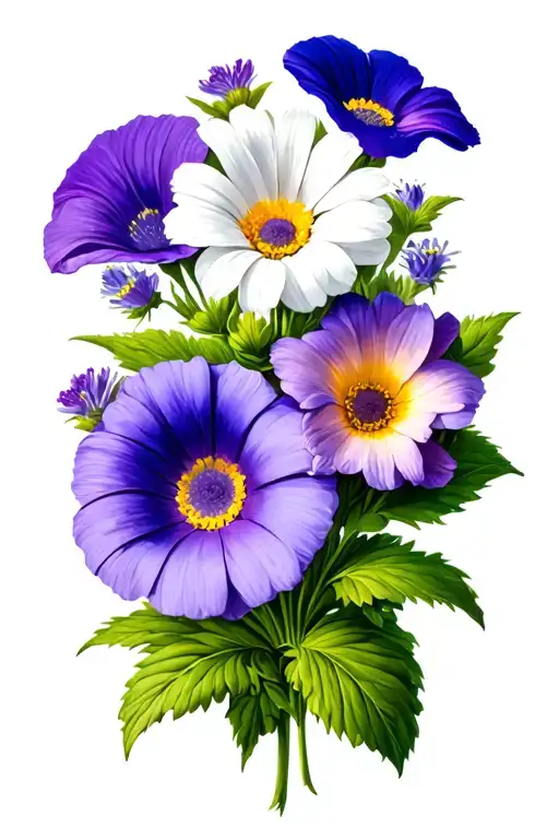 Sweet Pea Morning Glory Aster And Daisy