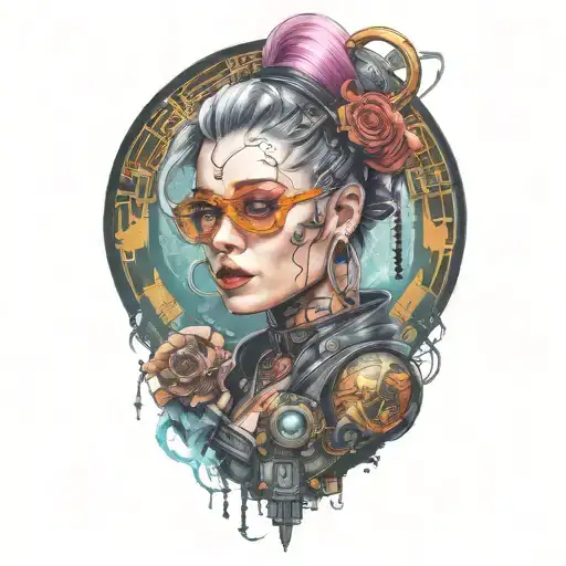 Cyberpunk Inspired Tattoo Lady