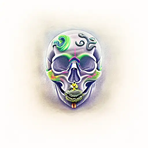 Skull With Snakes Coming Out Of It