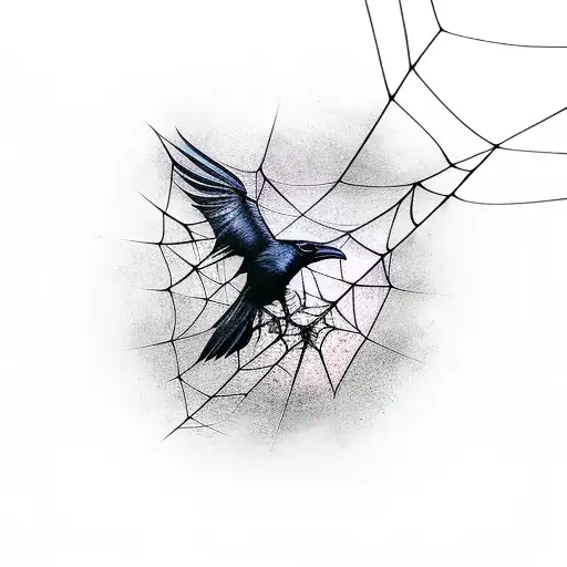 Raven With Spiderweb