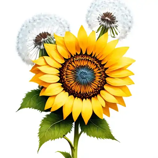 Sunflower Mixed With Dandelion Flower