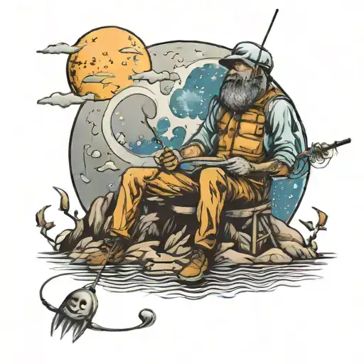 Man Fishing On The Moon
