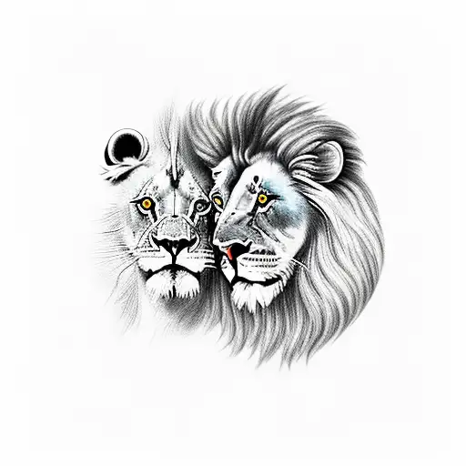 Son And Doughter Fish Lion