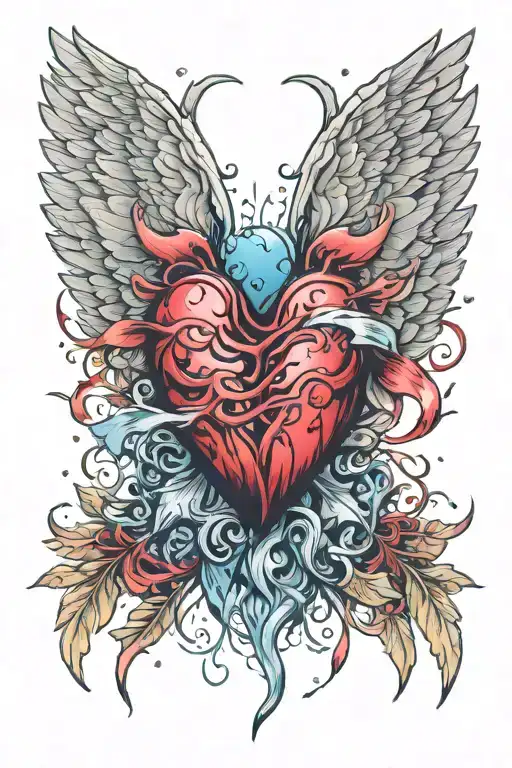 Beating Heart With Angel Wings Spread Wide