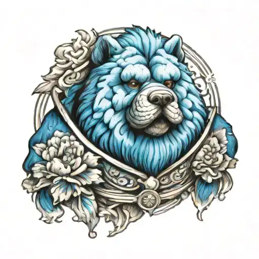 Blue Chow Chow Samurai