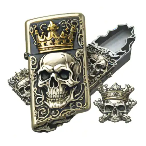 Zippo Lighter With Skull Wearing A Crown