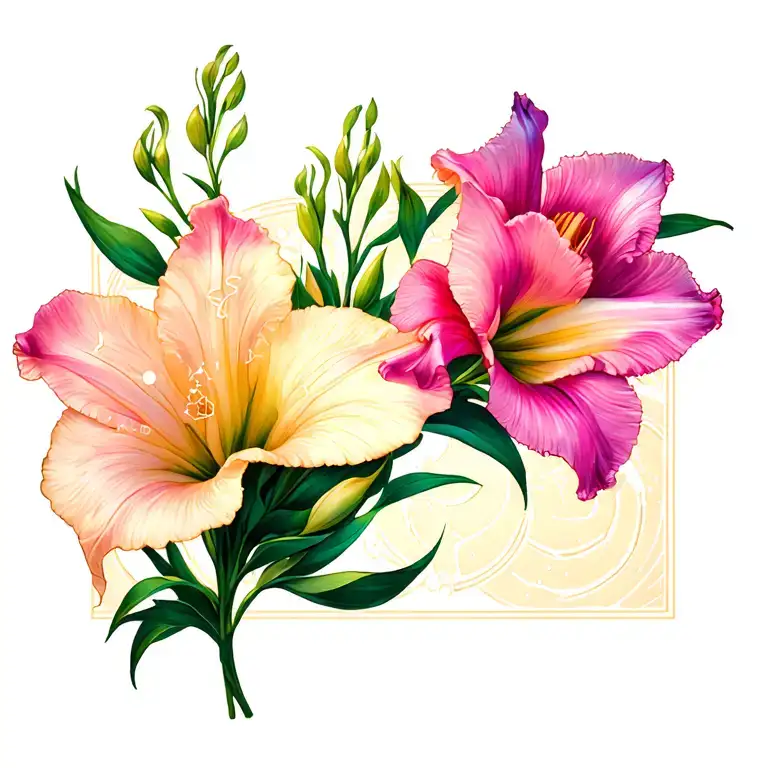 Gladiolus Flower With Leo Constellation