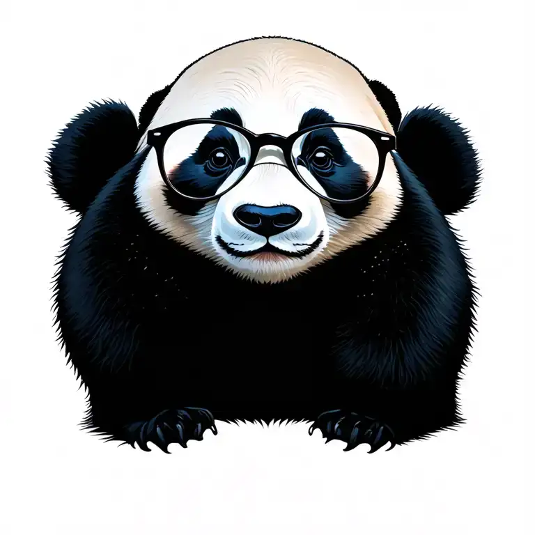 Panda Wearing Glasses Face Mole Sitting