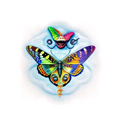 A Butterfly With Aggressive Snake Heads