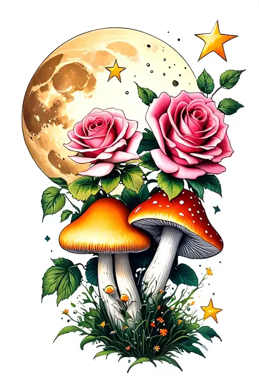 Roses And Mushrooms And A Moon And Starts