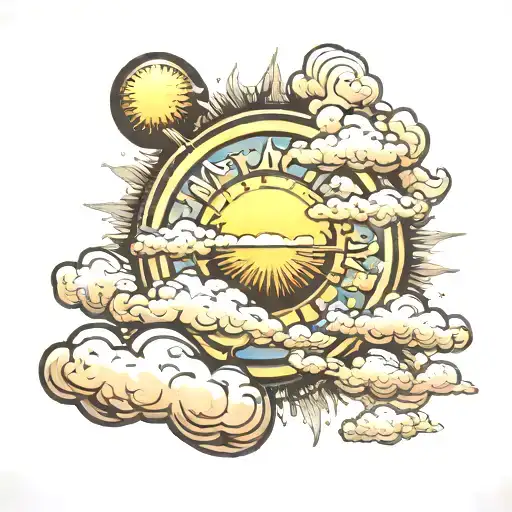 Sun With Clouds Floating