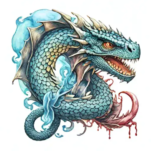 Toothless The Dragons Tail In Watercolor Tattoo With Date 8-29-2024