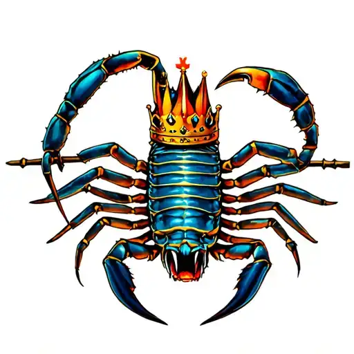 Scorpion With Crown Two Scepter Below