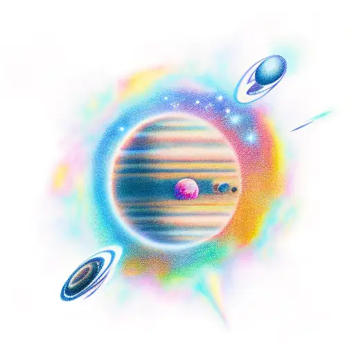 Outer Space With Stars And Planets