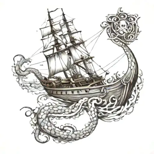 Kraken Holding A Ship Down