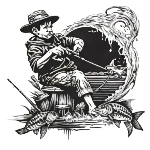 Young Boy Fishing