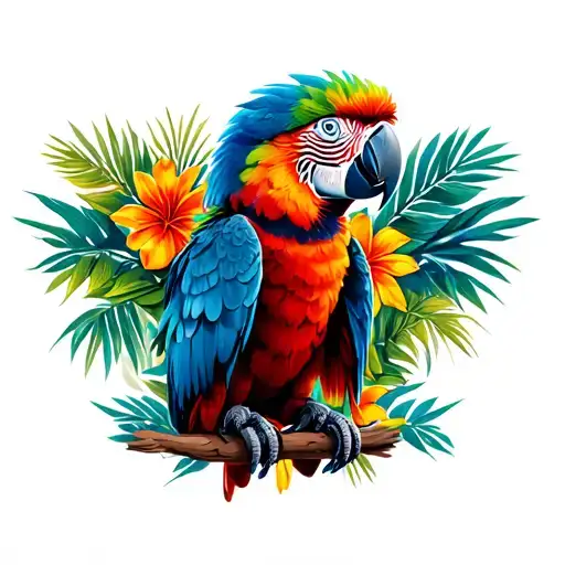 Pirate Parrot With Tropical Background Black
