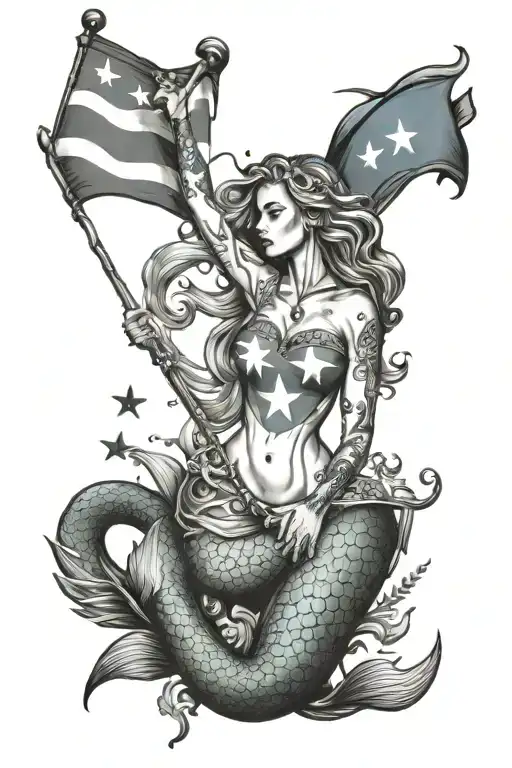 Mermaid With Puerto Rico Flag Incorporated