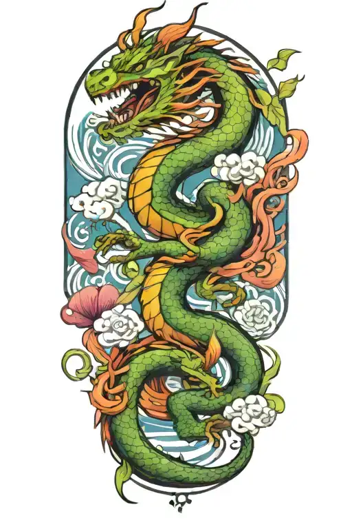 Create A Colorful Dragon Tattoo Inspired By Japanese Art With Subtle Freemasonry Elements