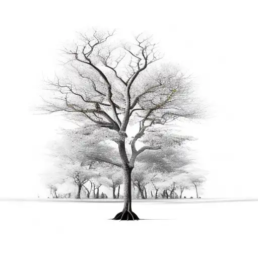 A Tree With Its Roots Coiling Down Around A Spine