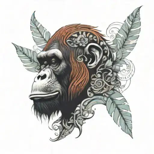 Orangutan Made Out Of Different Objects And Patterns