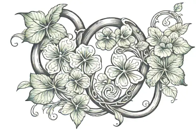 Four Leaf Clover And Horseshoe