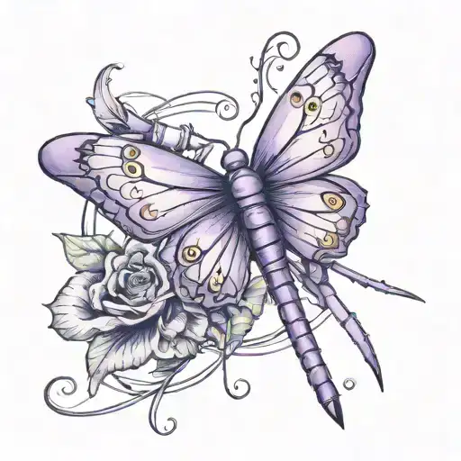 Purple Cancer Ribbon With A Butterfly A Sewing Needle And A Airplane