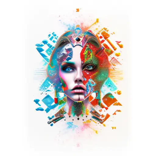 Women Face Abstract Bicolor