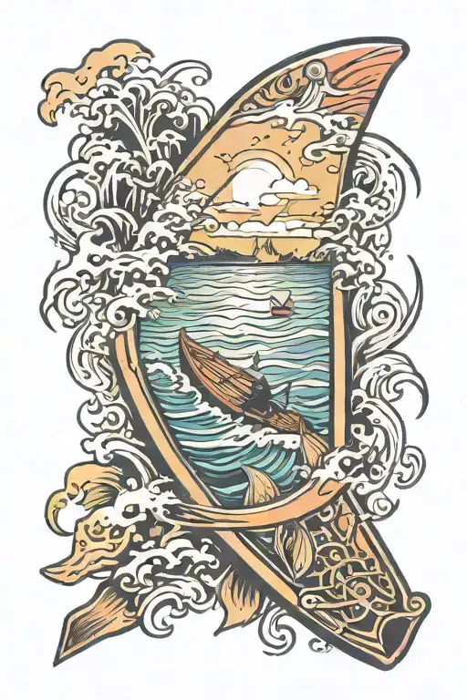 Fire Surf Board Fishing