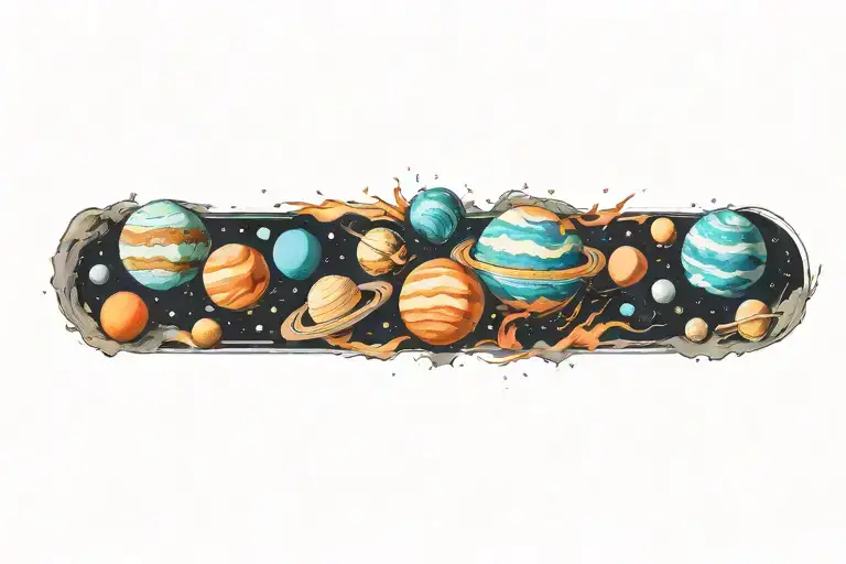 Space Surrounded By Planets Getting Destroyed By Fire