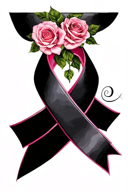 Breast Cancer Ribbon And Roses