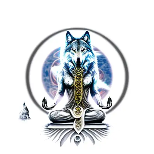 Dmt Wolf Meditating In Lost Time And Space