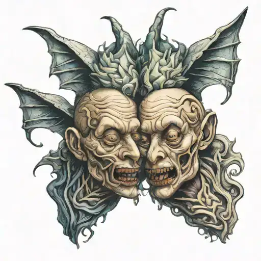 Siamese Twin Head Creapy Monster