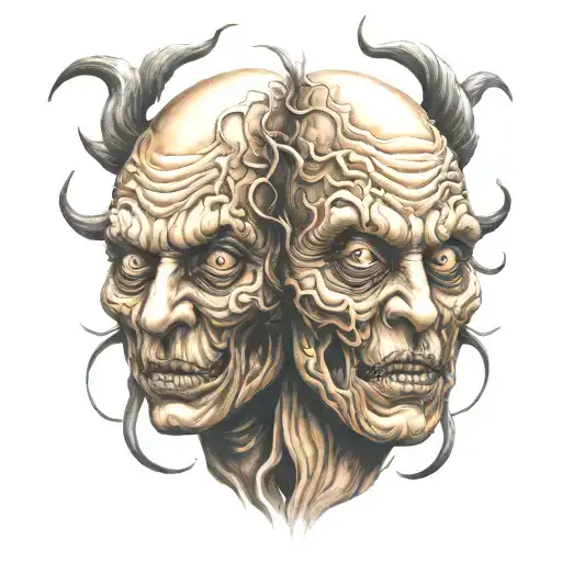 Siamese Twin Head Creepy Monster