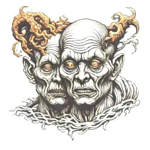 Siamese Twin Head Creepy Monster