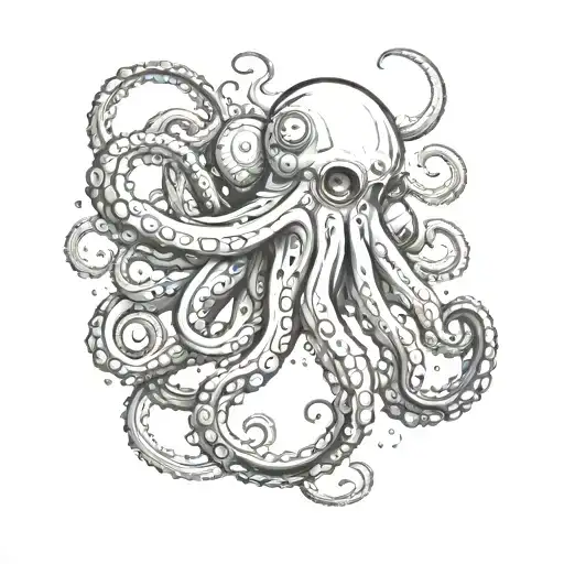 Octopus Wrapping Tentacles Around An Astronaut