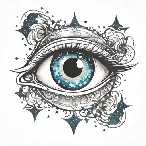 Evil Eye In Galaxy Filled With Stars