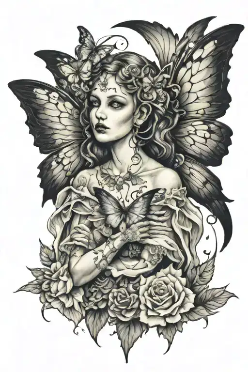 Gothic Angel With Butterfly