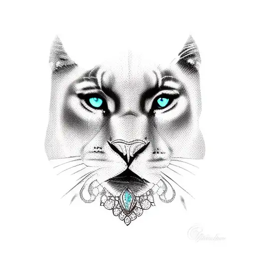 Beautiful Stunning Gypsy Woman With Pet Black Panther And Waves In The Background