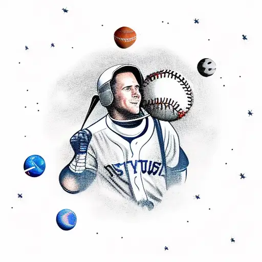 Baseball Player Astronaut Hit A Ball In Space