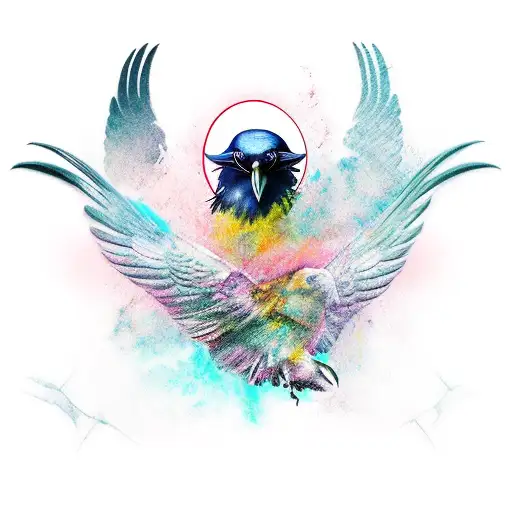 Crow With Wings Spread