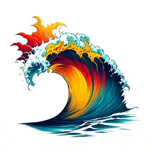 Waves And Sunset Melting