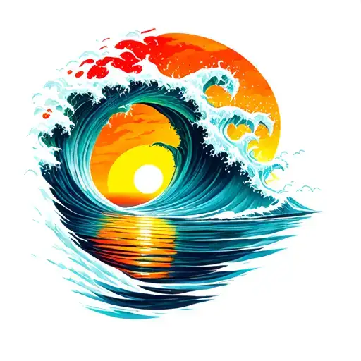 Waves And Sunset Melting