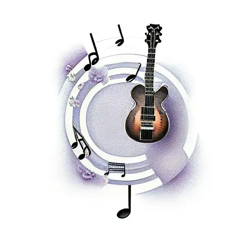 Guitar With Magnolia Flowers And Music Notes For Dad