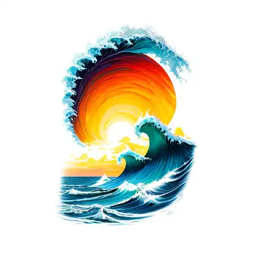 Waves And Sunset Melting