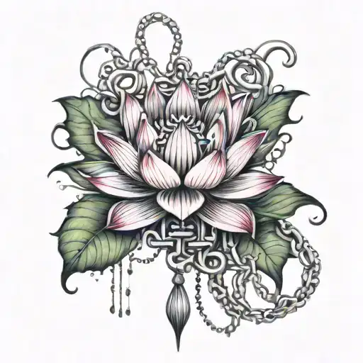 Lotus Flower Covered In Chains Wrapped