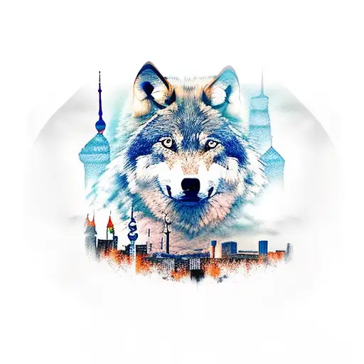 Wolf Over Berlin Skyline Hood