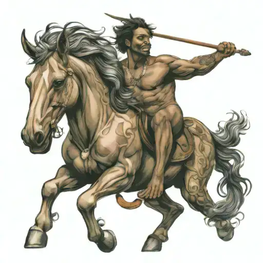 Ebony Male Centaur Posing