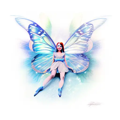Blue Fairy With Butterfly Wings