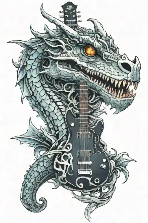 Guitar Neck Transforming Into A Dragon